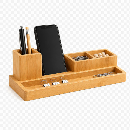 Organiseur de bureau en bambou